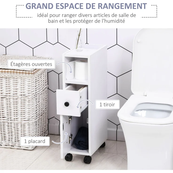JARDJ Toilettenpapierhalter – Toilettenpapierschrank – 3 Ebenen + Papierauszug – Weiße Ausführung – Bild 6