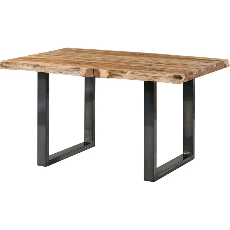 Baumtisch Sheesham 140x90x77 natur sandgestrahlt / U-Beine anthrazit glänzend FREEFORM 5