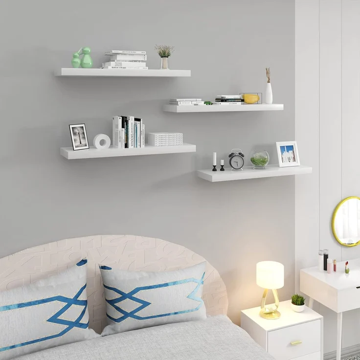 Woltu Wandregal, 4-tlg, Wandboard freischwebend Schweberegal Holz Board – Bild 2