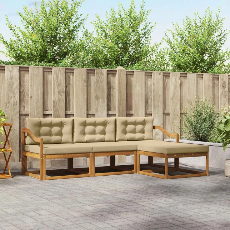 vidaXL Outdoor-Sofagarnitur 4 stk. 4-Sitzer Natur und Beige 3367421 – Bild 1