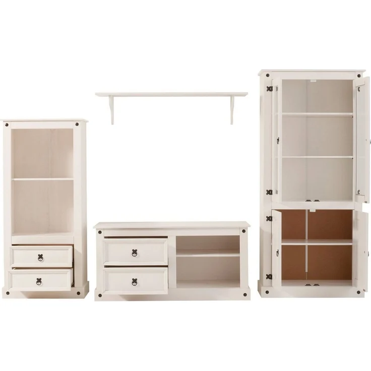 Home affaire Wohnwand, (Set, 3-St), bestehend aus 1 Vitrine, 1 Lowboard und 1 Regal, ohne Wandboard – Bild 3