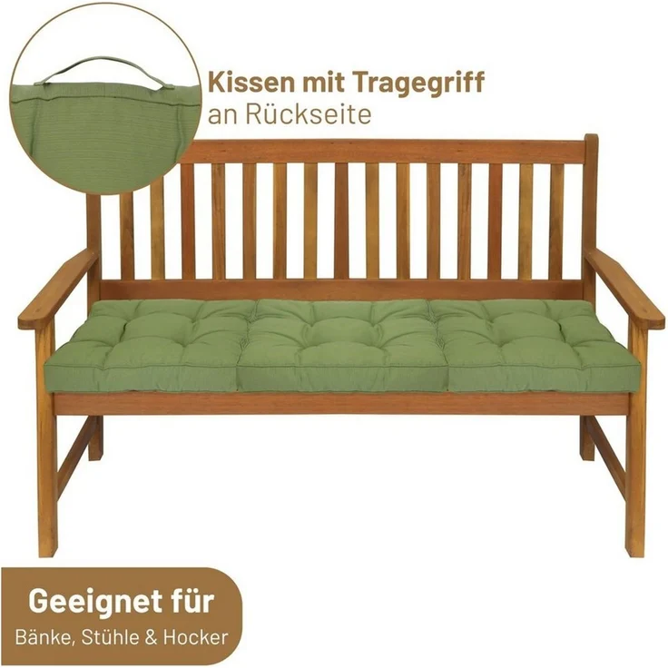Herlag Hockerauflage Bankauflage Ava, Loungekissen, dickes Sitzkissen 50 x 50 x 10 cm Grün – Bild 2