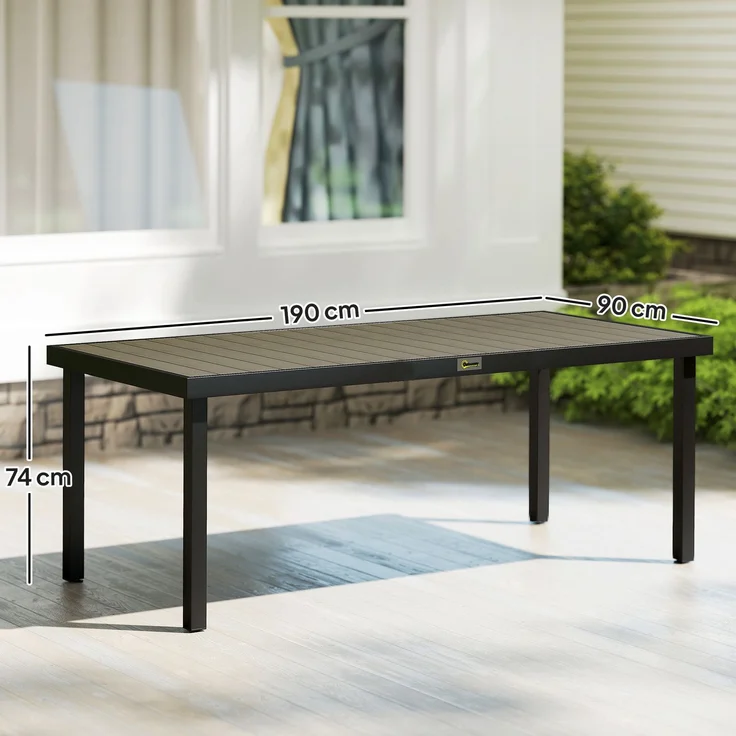Rechteckiger Gartentisch für 8 Personen aus Aluminium, Esstisch für den Außenbereich mit PE-Lattenplatte – Bild 5
