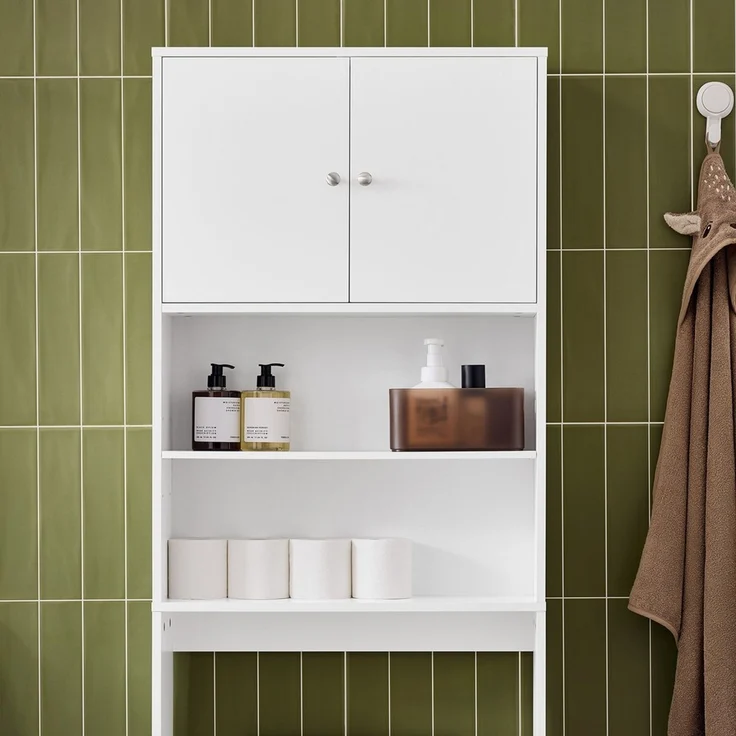 SoBuy BZR165-W Badezimmer-Hochschrank, MDF, Lackiert, Weiß, 65 x 182 x 20 cm – Bild 4