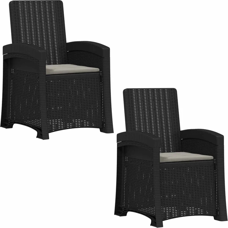 vidaXL Liegesessel Garten Rattan-Optik 2 Stk. Anthrazit und Hellgrau 8012019 – Bild 2