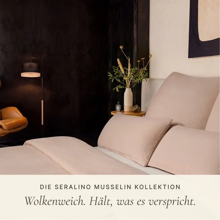 Seralino Bettwäsche aus Musselin (100% Bio Baumwolle) inkl. 80x80 Kissenbezug, blickdicht, besonders weich, bügelfrei, formstabil, verdeckter Reißverschluss – Bild 3
