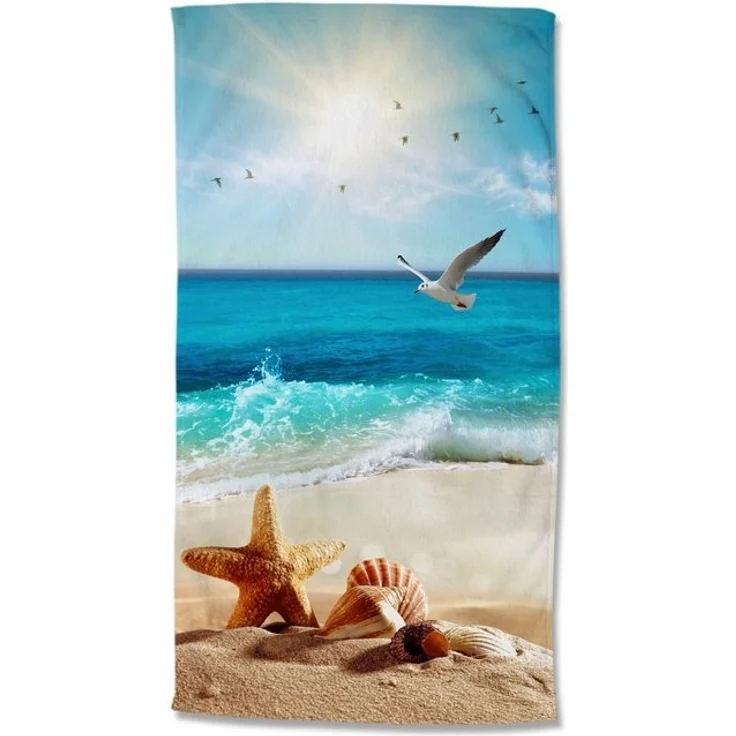 good morning Strandtuch Sealife, Velours (Packung, 1-St), Mikrofaser, Velours, Strandtuch, saugfähig, leicht, 100x180 – Bild 3