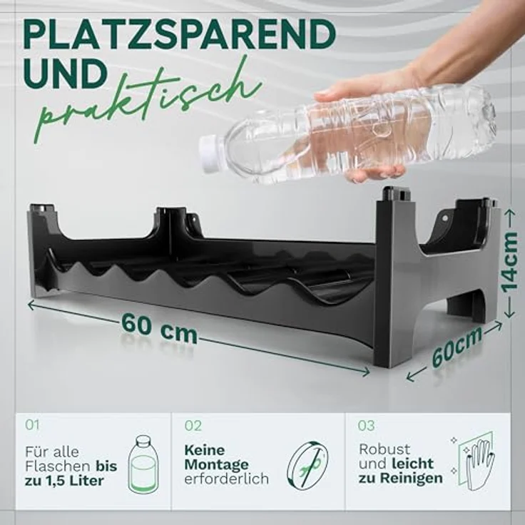 Novaliv Flaschenregal für 36 Flaschen aus Kunststoff, erweiterbar, Weinregal stapelbar, Schwarz, Getränkeregal Flaschen Regalsystem, Regal für Getränke, Flaschenschrank, Spirituosen Regal – Bild 2