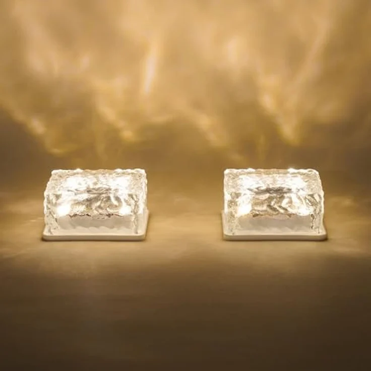 esotec LED Solarleuchte 2x Echtglas Leuchtsteine je 10x10x5cm 8-LEDs 3000K 6500K außen 102560, Dauerlicht, LED fest integriert, 3000K warmweiß, 6500K kaltweiß, Echtglas, 8 LEDs, Leuchtzeit bis 40Std, Akku wechselbar, SOLAR – Bild 4