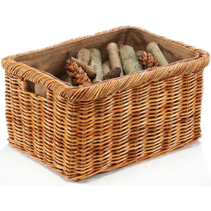 Kobolo Kaminholzkorb Holzkorb Rattan lacak mit abnehmbarem Leinenstoff – Bild 2