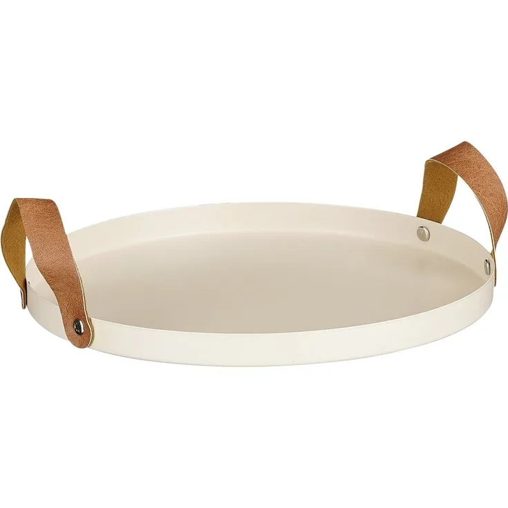 Mica Tablett Cadiz rund beige aus Eisen Ø 25 cm