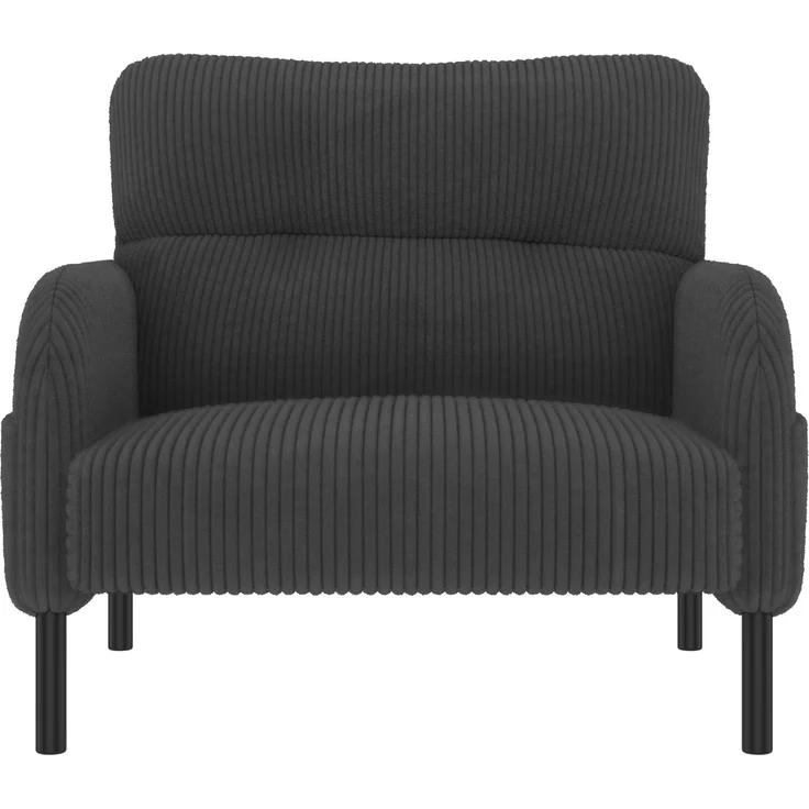 3-teilige Cord-Sitzgruppe aus 2-Sitzer-Sofa, Sessel und Hocker, gepolstertes Lounge-Set mit Seitentasche und Metall-Holz-Gestell, Grau – Bild 21