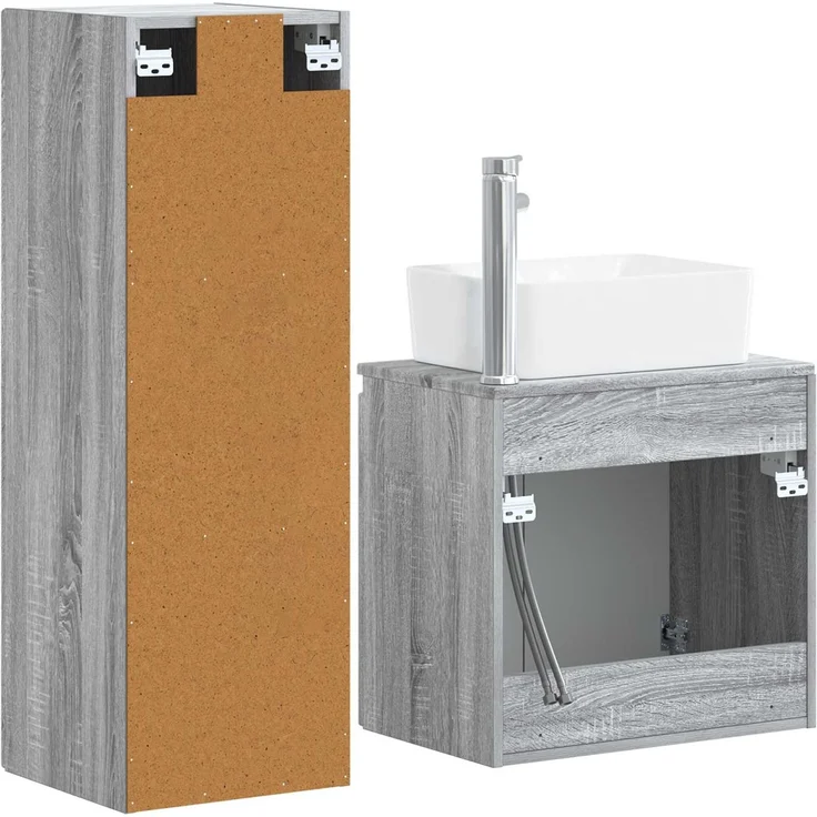 vidaXL Badezimmerschrank-Set 2 stk. Grau Sonoma 33 x 34,5 x 100 cm 3406129 – Bild 5
