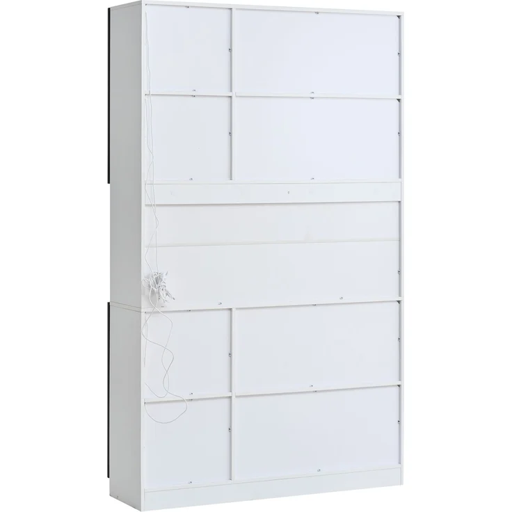 120*34*200cm Vitrine, Standvitrine mit 6 Schranktüren, Freilagerbereich, Hochschrank, Glasvitrine mit LED, Wohnzimmerschrank 120 cm breit, Multifunktionsschrank, Großer Schrank, Weiß--Weiß--120x34x200cm--YOUDENOVA – Bild 9