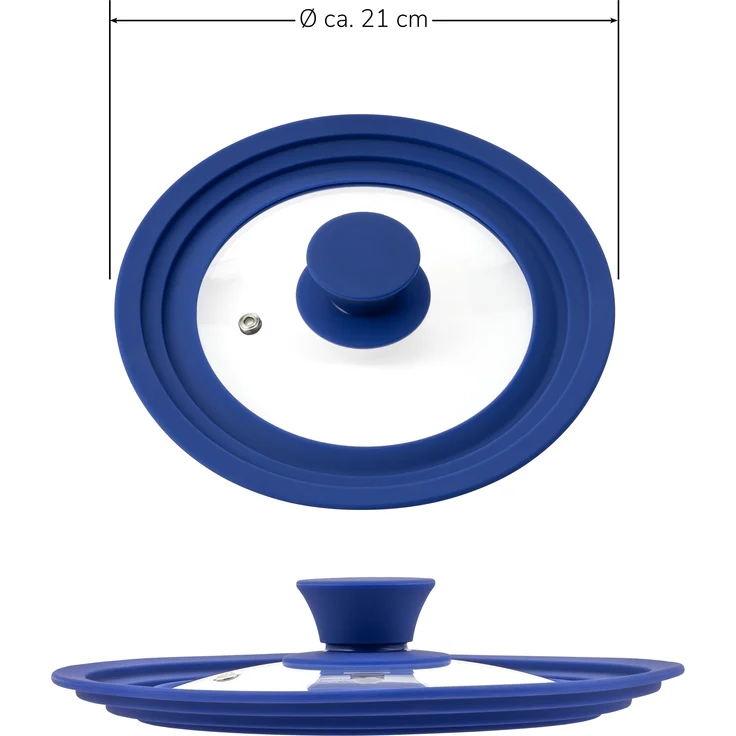 bremermann Universaldeckel Universal-Glasdeckel mit Silikonrand, 16/18/20 cm, blau klein – Bild 7