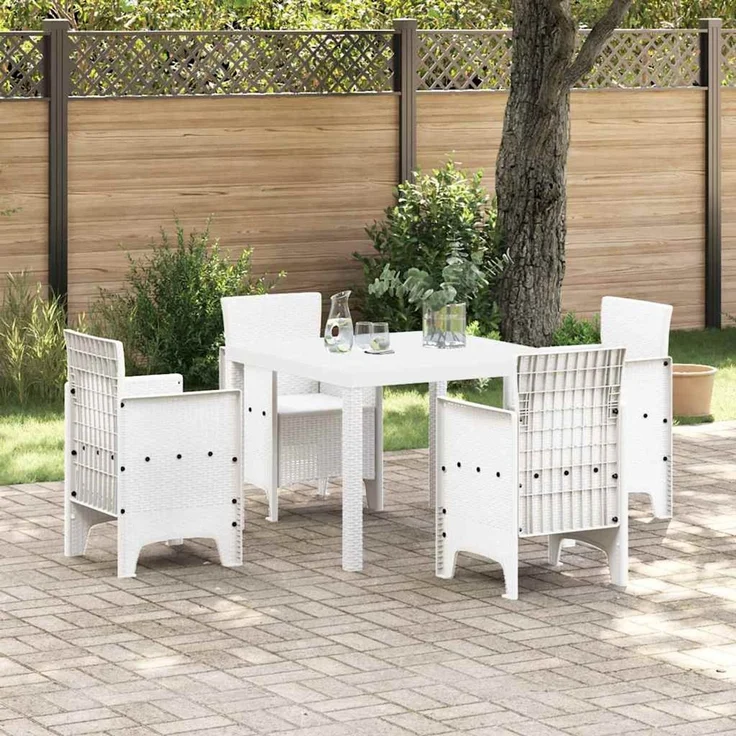 vidaXL Gartentisch Weiß 100 x 100 x 73 cm Poly-Rattan 871682 – Bild 1
