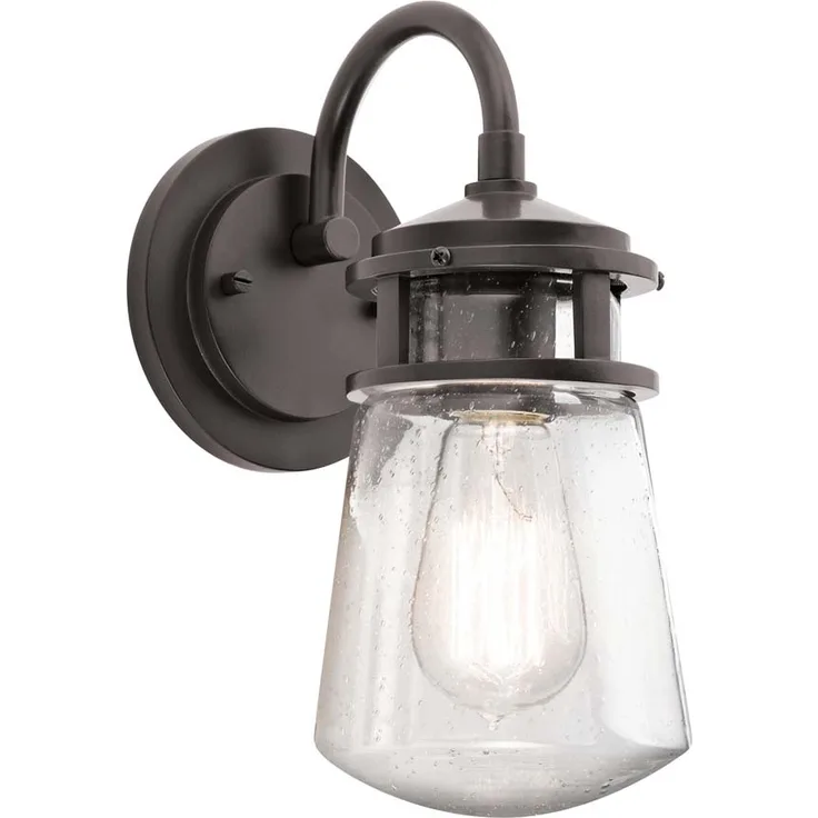 Außenleuchte, Wandlampe, ALU Glas, Bronze, H 28,8 cm