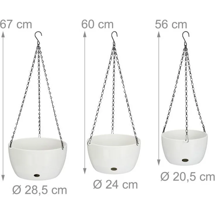 Relaxdays Blumenampeln mit Wasserspeicher 3er Set – Bild 4