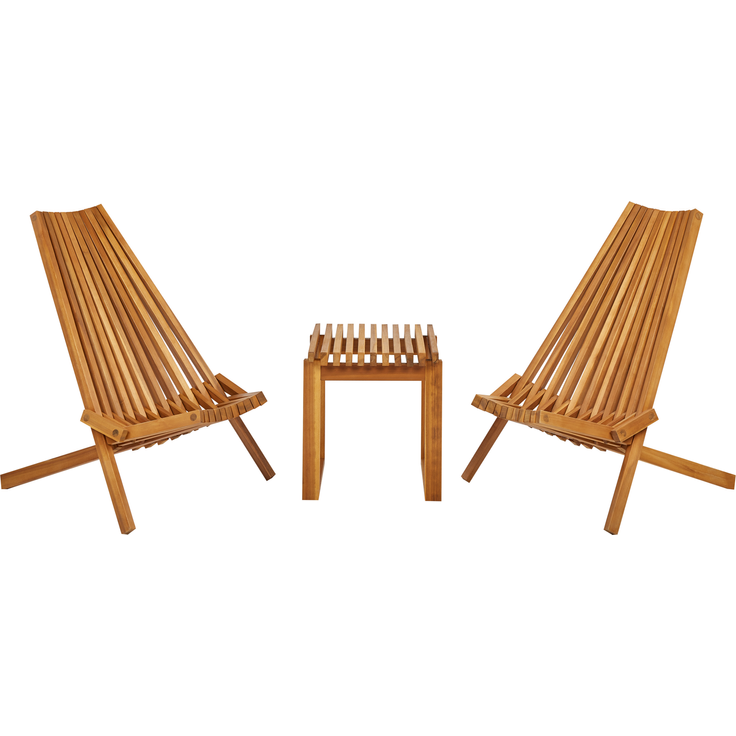Beliani 'BELLANO' Bistro Set, Akazienholz Heller Holzfarbton