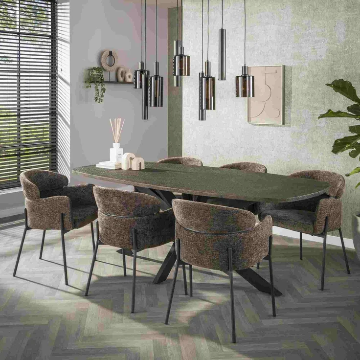 Armstuhl Vura 2er-Set mit Chenille-Bezug und Metallgestell, Taupe – Bild 3