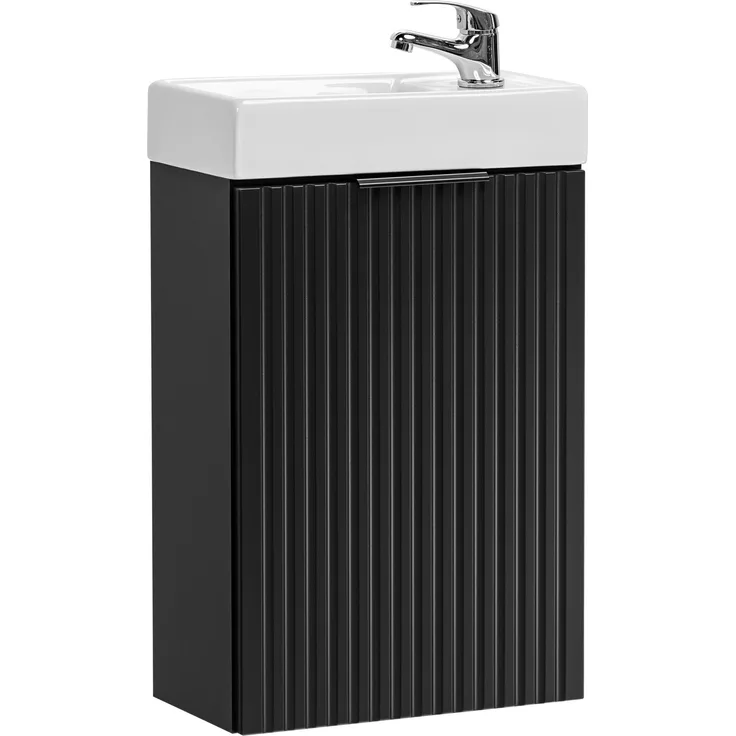 ADEL 40 cm großes Badmöbel-Set mit Waschbecken (40cm), Schwarz Teppich