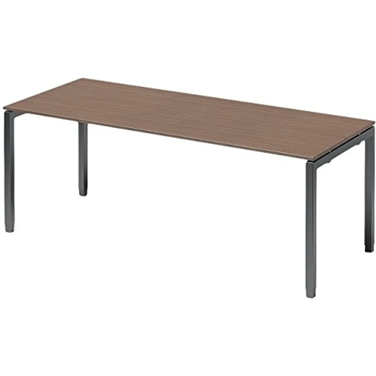 BISLEY Cito Schreibtisch, 650-850 mm höheneinstellbares U-Gestell, Metall, Wn334 Dekor Nußbaum, Gestell Anthrazitgrau, 80 x 200 x 85 cm – Bild 1
