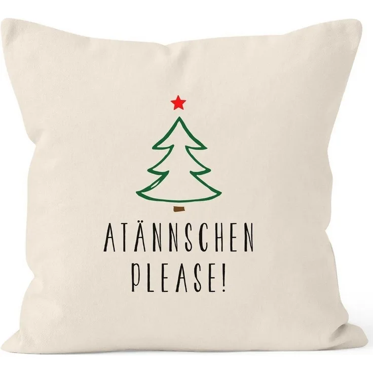 MoonWorks Dekokissen Kissenbezug Atännschen please! Weihnachts-Deko-Kissen Geschenk MoonWorks®