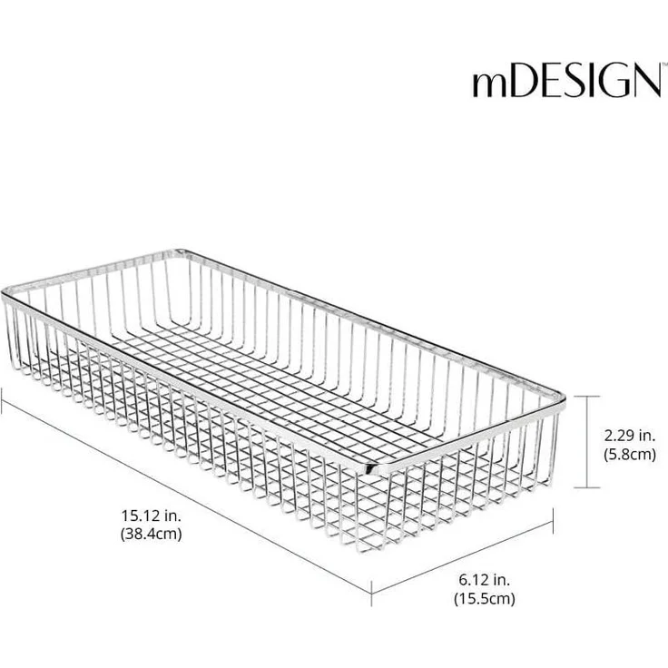 mDesign Schubladenkasten Aufbewahrungskorb Organizer 4er Set Metall Silber – Bild 2