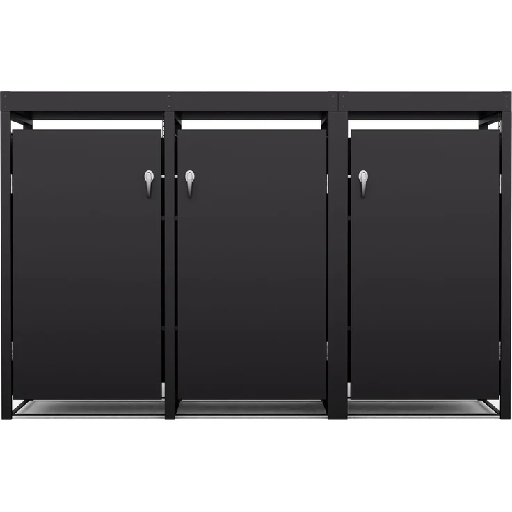 Blumfeldt BinSafe Mülltonnenbox – Wetterfest, Verzinkter Stahl, 3 Türen, Pflanzendach, Für 60L/120L/240L Mülltonnen, Modernes Design, Mülltonnenverkleidung 3 Tonnen – Bild 1