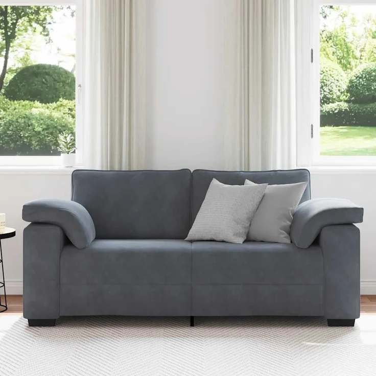 vidaXL Zweisitzer-Sofa Dunkelgrau 180x77x82 cm Samt 4105268 – Bild 2