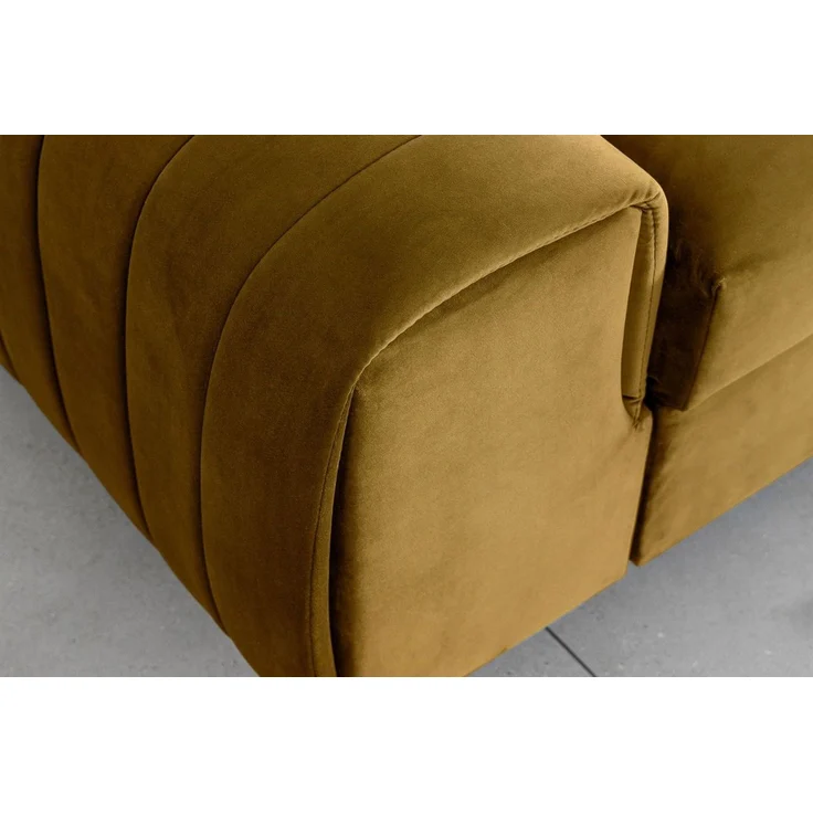 Sofa 3-Sitzer mit Schlaffunktion Schlafsofa ELENI Stoff Monolith Honiggelb – Bild 4