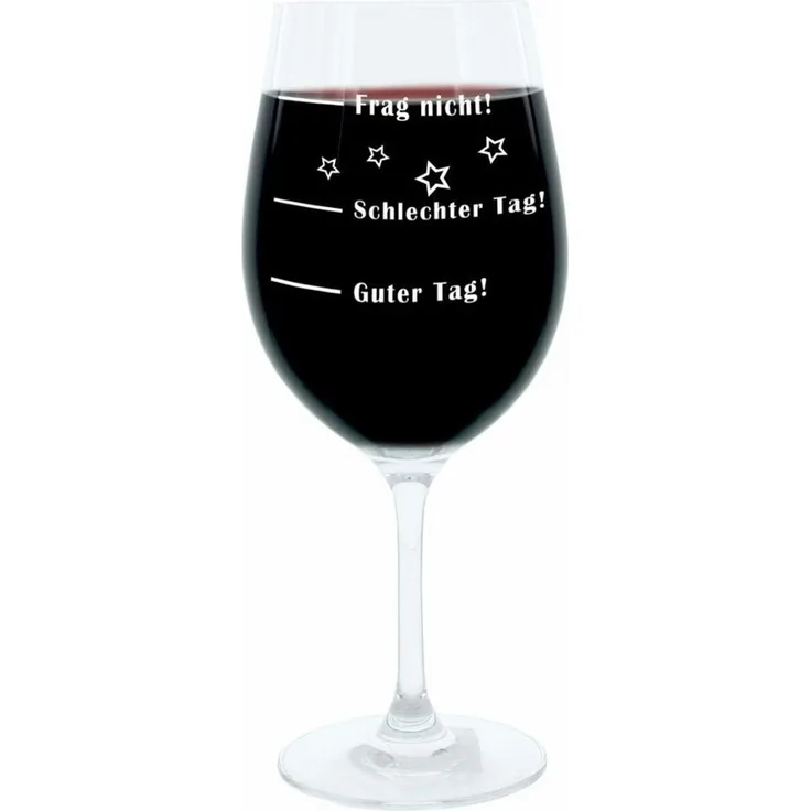 Leonardo Weinglas XL, Guter Tag!, Schlechter Tag!, Frag Nicht!, Geschenk Stimmungsglas mit lustiger Gravur, Mood Wein Glas, 610ml