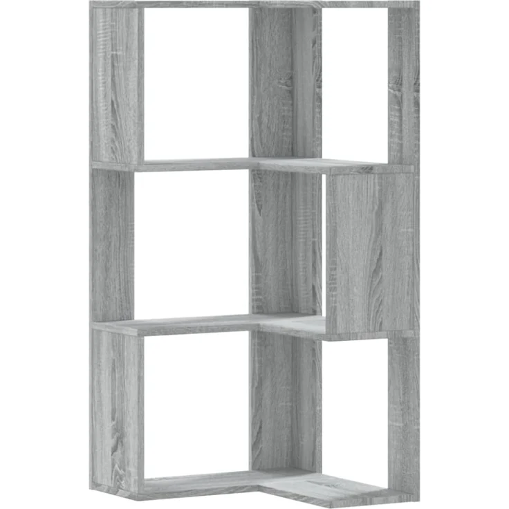 vidaXL Eck-Bücherregal 3 Böden Grau Sonoma 50x50x102 cm Holzwerkstoff 852596 – Bild 5
