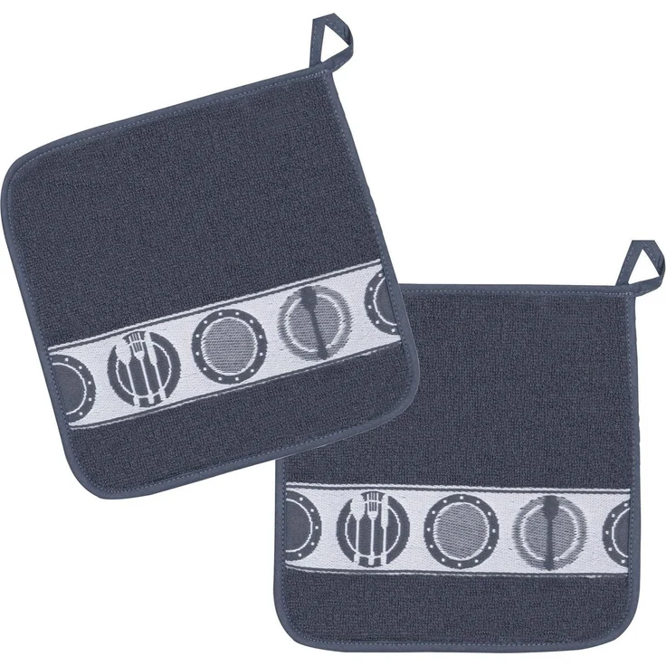 Kracht Topflappen Teller, (2-tlg, 2-teilig), 2er Set Topflappen, Baumwoll Frottier, ca. 22x22 cm – Bild 3
