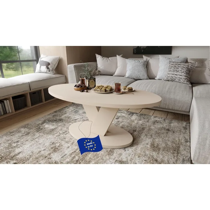 designimpex Couchtisch Design Couchtisch Lova oval Wohnzimmertisch ovaler Tisch Sofatisch, Funktionstisch, Wohnzimmertisch, Tisch, Esstisch, Sofatisch, Rollen