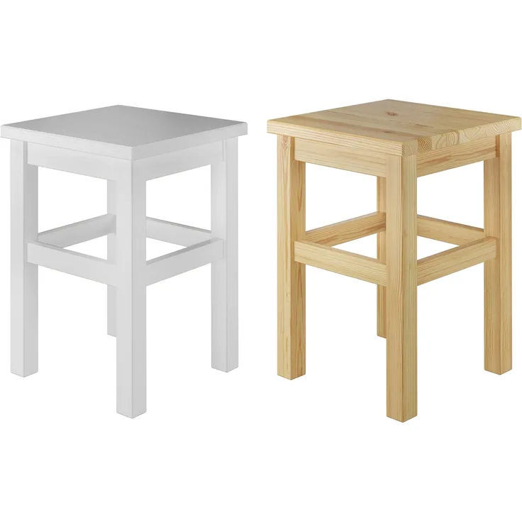 Holzhocker Massivholzsitz ohne Lehne in Kiefer massiv