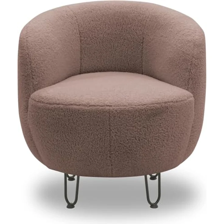 DOMO. collection Sessel Carpa, Polstersessel, Oval, bodenfreies Design, Metall-Drahtfüße in schwarz, Armsessel, Polstergarnitur, 72 x 76 x 72 cm (BxTxH), Altrosa – Bild 7