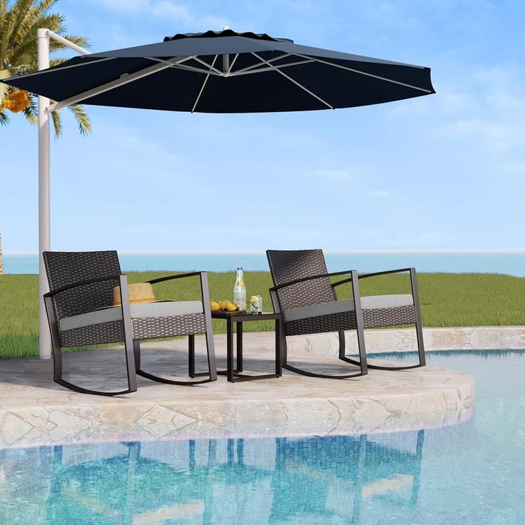 Bealife Gartenmöbel Set Balkon 2 Personen Outdoor Rattan Terrasse Pool – Bild 8