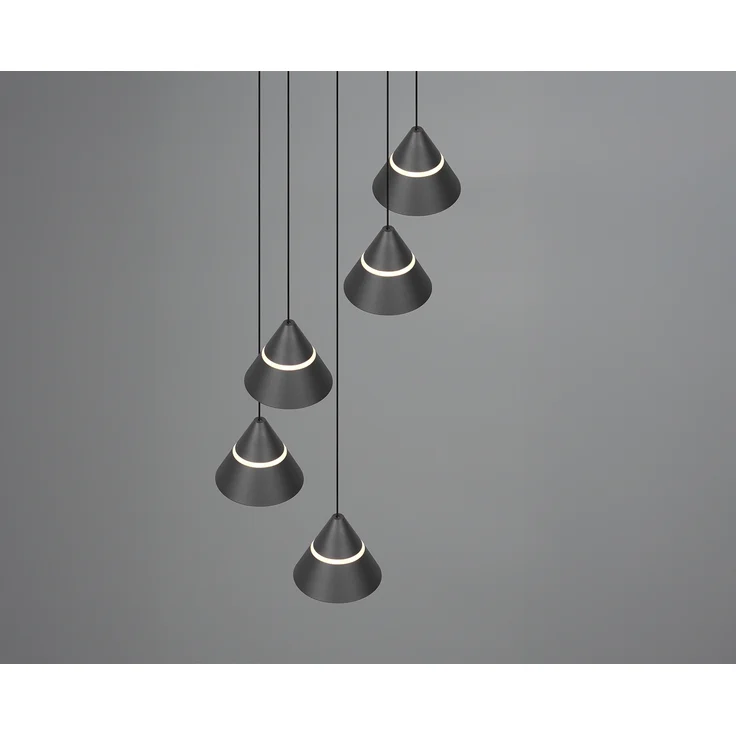 LED Cluster Pendelleuchte ROMEO höhenverstellbar, 5-flammig Schwarz Ø 28cm – Bild 7