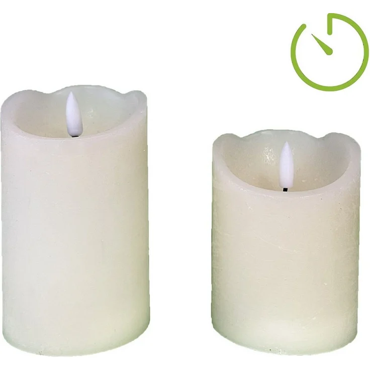 Marrakesch Orient & Mediterran Interior LED-Kerze 2er Set Vintage LED-Kerze Echtwachs modern aus Wachs in Creme 10-15 cm, warmweiß, Handarbeit – Bild 3