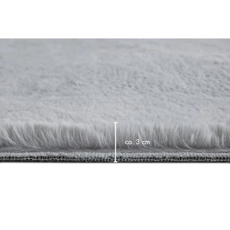 -LUXOR- living Kunstfell Coste Flauschiger Teppich Schlafzimmer - ideal zur Verwendung als Bettvorleger Schlafzimmer - gemütlicher Fellteppich Lammfell Imitat 60 x 120 cm Grau – Bild 6