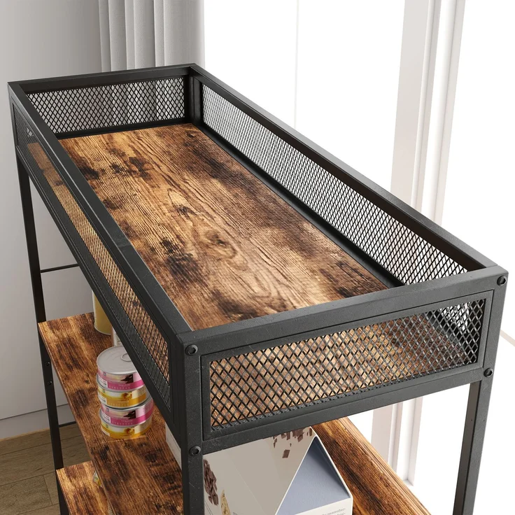 Katzentoilette mit 3-Ebenen-Regal und Kratzpfosten, Geschlossenes Katzenklo, 80 x 48 x 152 cm, Braun--Rustikal-Braun--152x48x80cm--YOUDENOVA – Bild 10