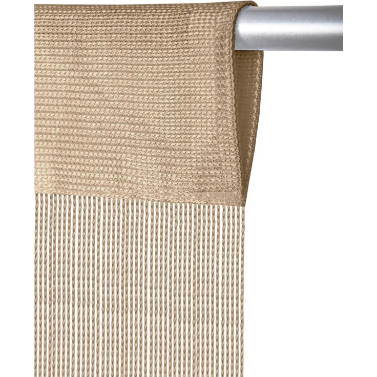 Fadenvorhang mit Stangendurchzug, individuell kürzbare Gardine, moderner und eleganter Dekorationsartikel in vielen Farben und Ausführungen Stangendurchzug Creme 90x250 cm