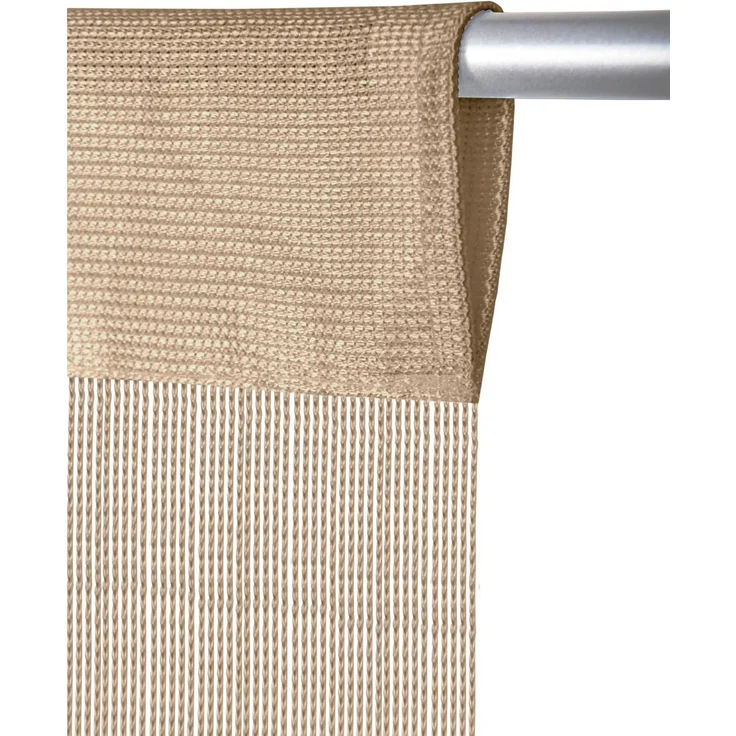 Fadenvorhang mit Stangendurchzug, individuell kürzbare Gardine, moderner und eleganter Dekorationsartikel in vielen Farben und Ausführungen Stangendurchzug Creme 90x250 cm – Bild 1