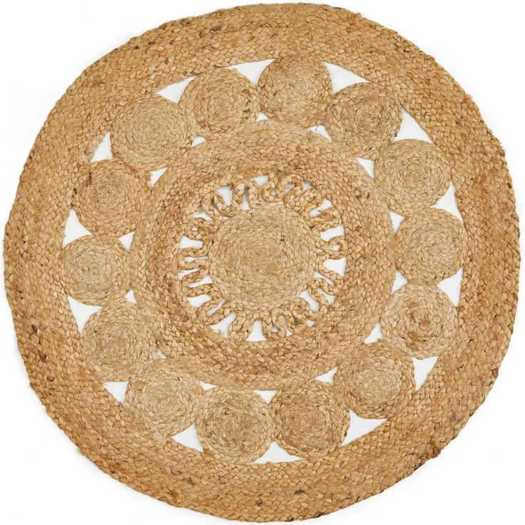 LUXOR living Teppich Balo, rund, Höhe: 6 mm, Juteteppich, reine Naturfaser, handgeflochten, Flecht Design