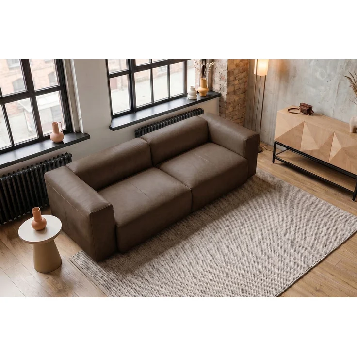 KAWOLA Sofa CELESTE 4-Sitzer Leder dunkelbraun 72 x 114 x 302 cm – Bild 5