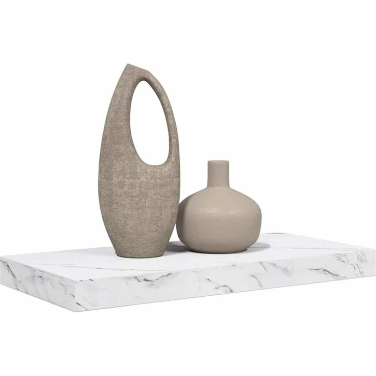 Wandregal, Hängeregal Wandmontiert Weiß Marmor 50 x 23 x 4 cm Holzwerkstoff de6431 – Bild 3
