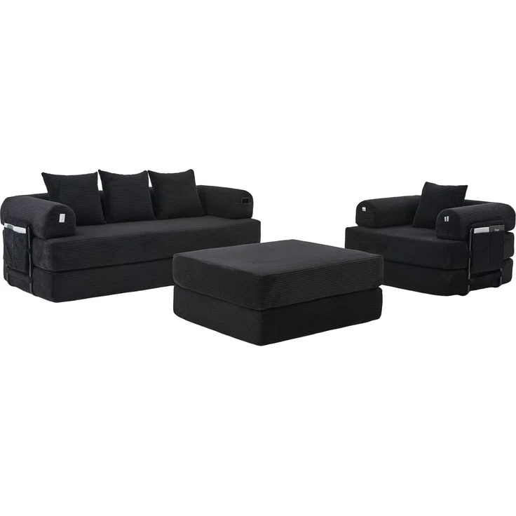 ZUBALIYA Ecksofa 94x67 cm, mit Ablageflächen, mit Cordbezug, mit breiten Armlehnen, modular aufgebaut, mit Schaumstoffpolsterung – Bild 19