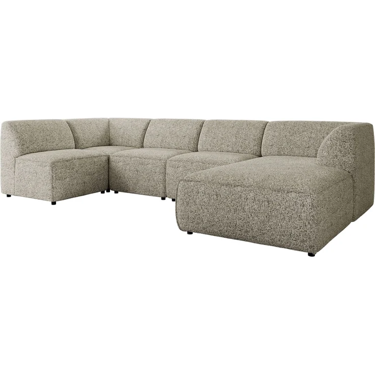 Modulares XXL-Ecksofa MODARO 5M, U-Form, Wohnlandschaft, 5-teilig, freistehend, Wohnzimmer Couch, HR-Schaumstoff - Beige Stukture - Rechts – Bild 7