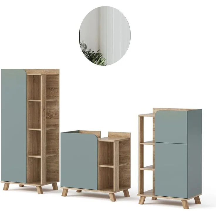 Badmöbel-Set Karen Sonoma/Blau 4 Teile Vicco – Bild 1